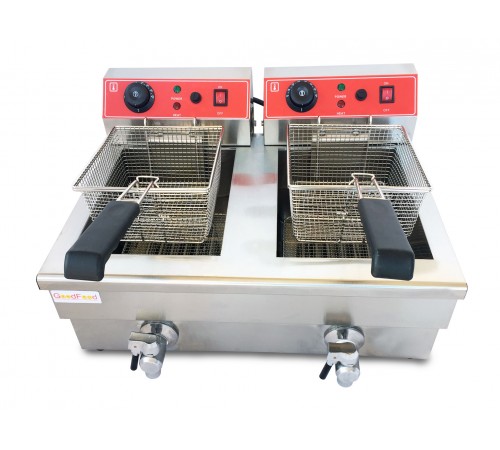 Фритюрниця підвійна електрична професійна GoodFood EF88 кран