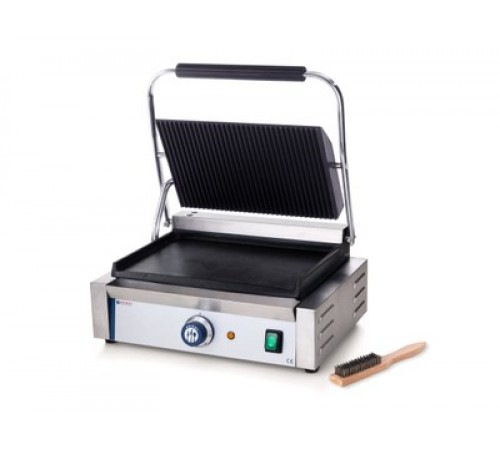 Гриль контактний Hendi Верхня поверхня рифлені, нижня-гладка.
