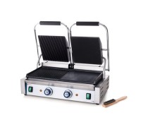 Гриль контактний подвійний Hendi, права сторона рифлена, ліва-гладка.