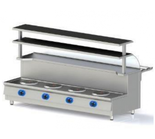 Марміт перших страв МПЛРН-2 1200 мм | Професійний, 4 конфорки, з надбудовою, 380 В