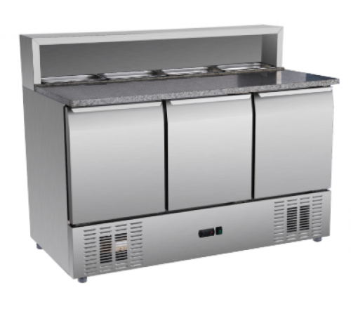 Холодильний стіл-саладетта BRILLIS PS903 | 3 двері, гранітна стільниця | Гарантія 2 роки