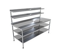 Стіл виробничий з двома нижніми та двома верхніми поліцями Проф 304