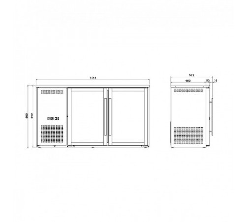 Холодильний стіл барний - 1,5 x 0,5 м BGKGFA2