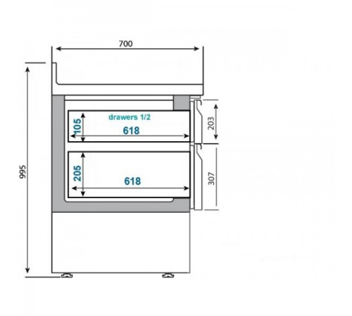 Холодильний стіл KTI157M #3 #7SBI1213 - 1,5 x 0,7м