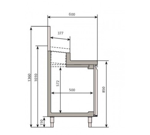 Саладетта/холодильний стіл - 1,9 x 0,6 м