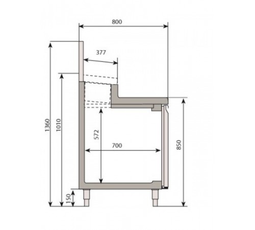 Саладетта/холодильний стіл - 1,6 x 0,8 м