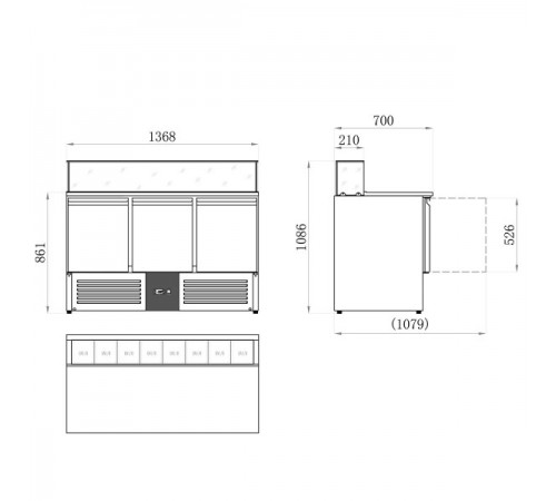 Саладетта/холодильний стіл для піци - 1,36 x 0,7 м