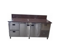 Холодильний стіл з гранітною стільницею 2 двері і 2 ящики задній борт