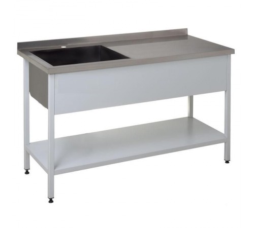 Стіл з ванною мийною зварною з поліцею економ 430