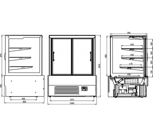 Вітрина кондитерська VDL158A (нерж)