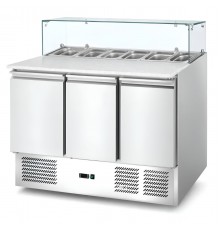 Саладета Hurakan HKN-GXSD3GN-GC 3-х дверна з гранітною поверхнею і склом