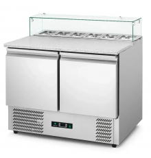 Саладета Hurakan HKN-GXSD2GN-GC 2-х дверна з гранітною поверхнею і склом