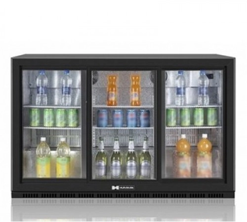 Шафа барна холодильна Hurakan HKN-DB335S на 300 л, скляні розсувні двері 865 мм