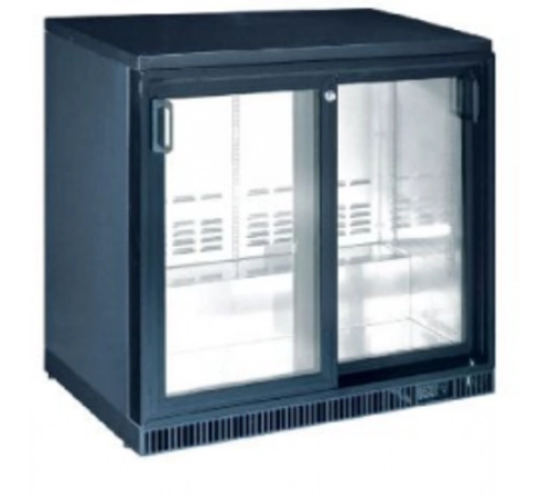 ШАФА БАРНА ХОЛОДИЛЬНА HURAKAN HKN-GXDB250-SL НА 250 л, СКЛЯНІ РОЗСУВНІ ДВЕРІ 850мм