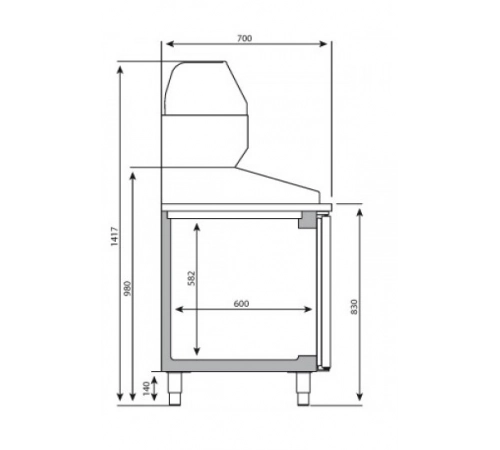 Холодильний стіл для піци - 2,3 x 0,8 м