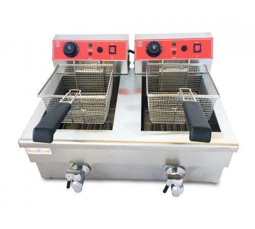 Фритюрниця підвійна електрична професійна GoodFood EF88 кран