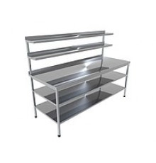 Стіл виробничий з двома нижніми та двома верхніми поліцями Економ 304