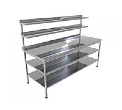 Стіл виробничий з двома нижніми та двома верхніми поліцями Проф 430