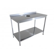 Стіл виробничий з нижньою поліцею і з відв. для харчових відходів Економ 304