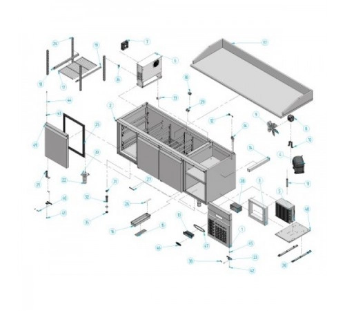 Холодильний стіл для піци - 1,7 x 0,8 м