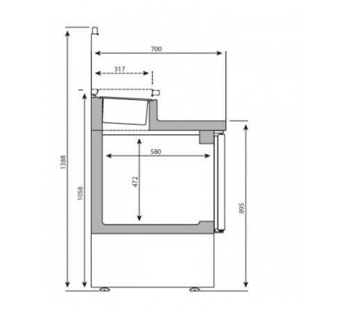 Саладетта/холодильний стіл - 1,4 x 0,7 м