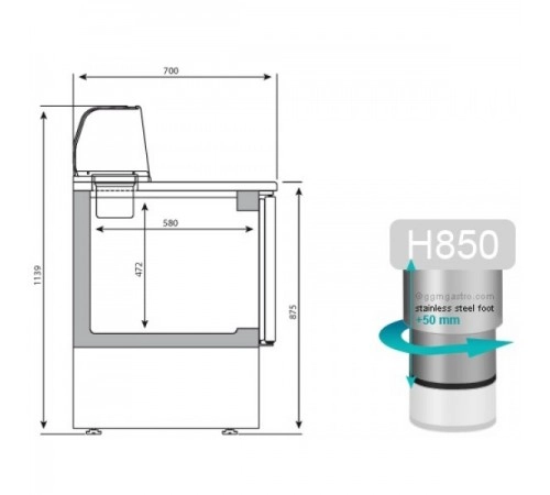 Саладетта/холодильний стіл для піци - 0,9 x 0,7 м