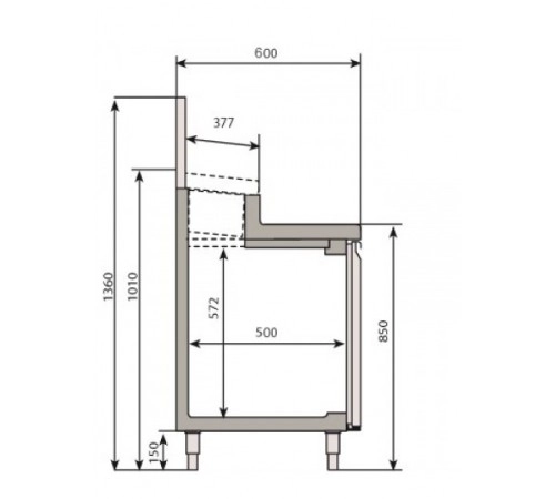 Саладетта/холодильний стіл - 1,9 x 0,6 м