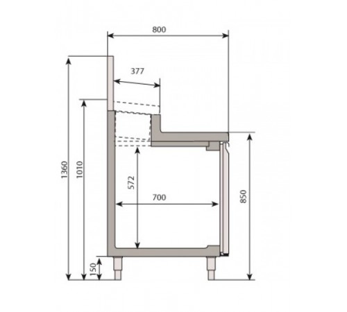 Саладетта/холодильний стіл - 1,6 x 0,8 м