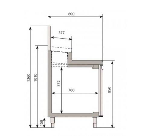 Саладетта/холодильний стіл - 2,1 x 0,8 м