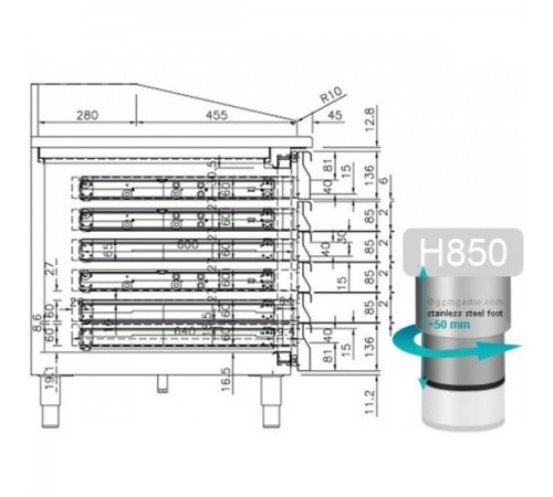 Холодильний стіл для піци - 2,3 x 0,8 м