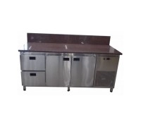 Холодильний стіл з гранітною стільницею 2 двері і 2 ящики задній борт