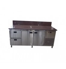 Холодильний стіл з гранітною стільницею 2 двері і 2 ящики задній борт