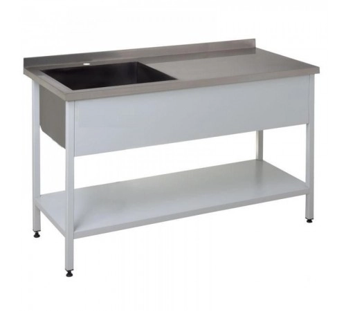Стіл з ванною мийною зварною з поліцею Проф 304