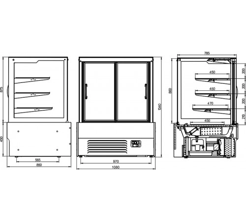 Вітрина кондитерська VDL108A (нерж)