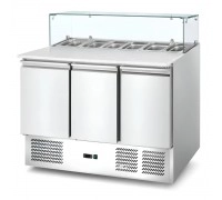 Саладета Hurakan HKN-GXSD3GN-GC 3-х дверна з гранітною поверхнею і склом