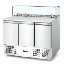 Саладета Hurakan HKN-GXSD3GN-GC 3-х дверна з гранітною поверхнею і склом