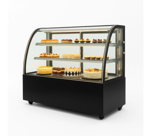 Вітрина кондитерська холодильна Hurakan HKN-LPD150 Black (0.9 м, кругла)