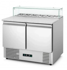 Саладета Hurakan HKN-GXSD2GN-GC 2-х дверна з гранітною поверхнею і склом