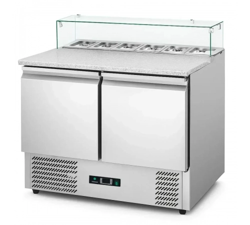 Саладета Hurakan HKN-GXSD2GN-GC 2-х дверна з гранітною поверхнею і склом
