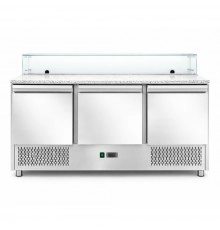 Саладета Hurakan HKN-PZLGV3S 3-х дверна з гранітною поверхнею і склом